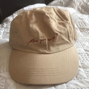 Tan Baseball Cap with Red Embroidery Japanese